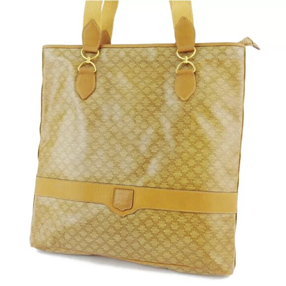CELINE tote bag macadam beige PVC ?~ leather Authentic used